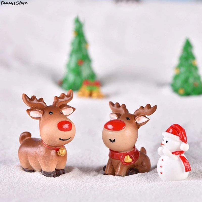 Figurin Kartun Santa Claus Snowman Bahan Resin Untuk Dekorasi Natal