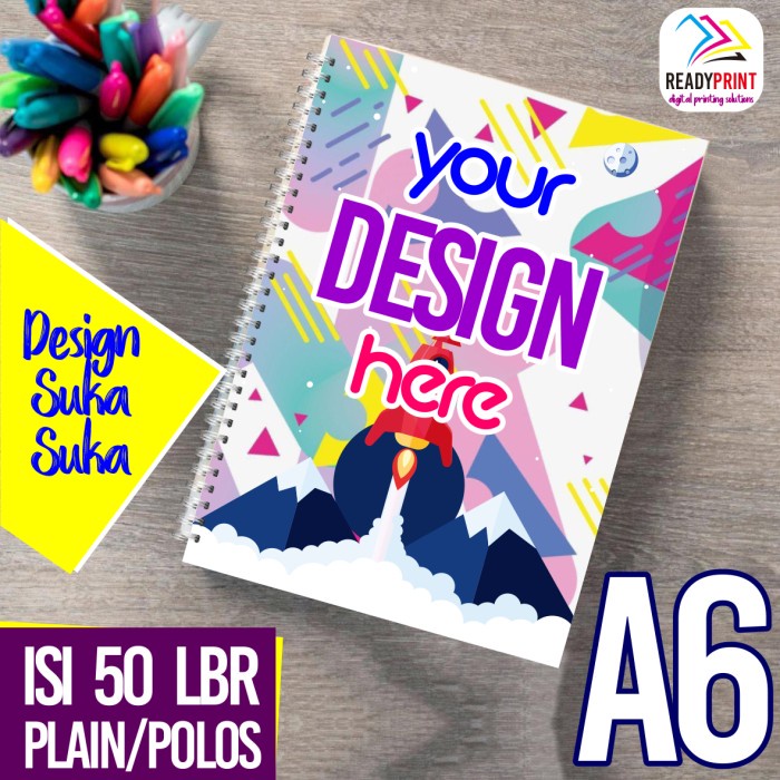 

[RESTOCK] Notes Custom A6 / Notebook A6 / Notes Spiral A6 - Isi 50 lembar Plain - Cover Depan Aja