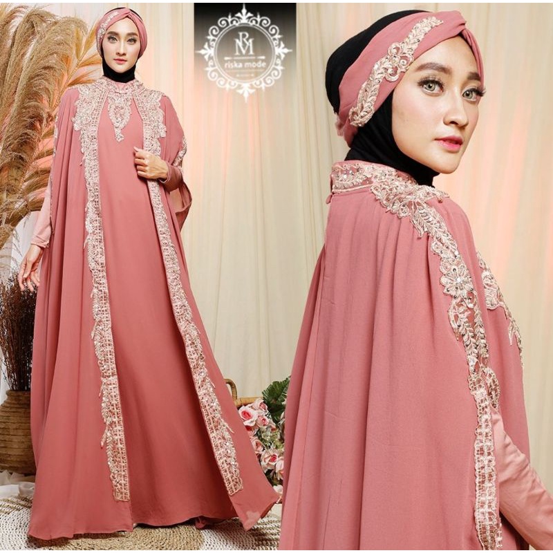 kaftan Nadia + Gamis Manset +Turban Original Butik