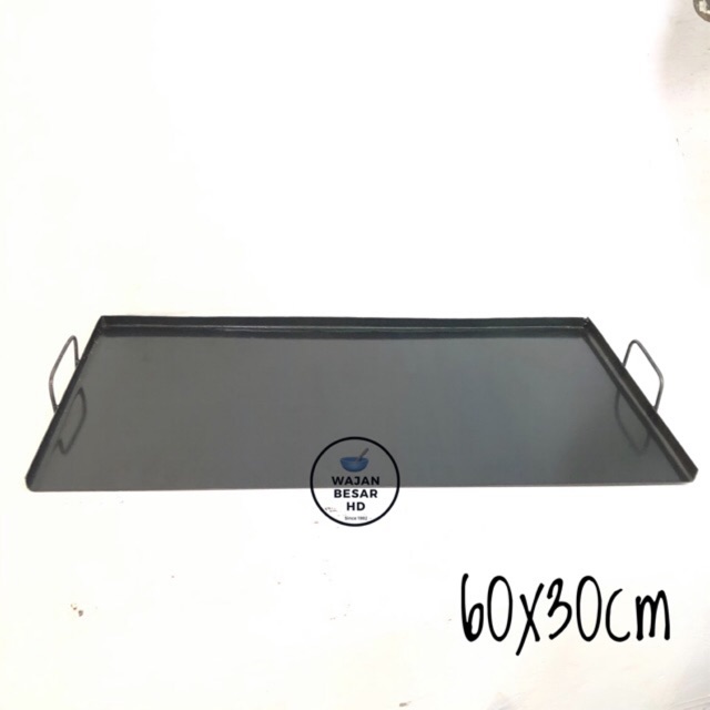 Wajan Datar Baja Hitam Roti Bakar kebab Burger Panggangan 60 x 30 Cm 5 Mm
