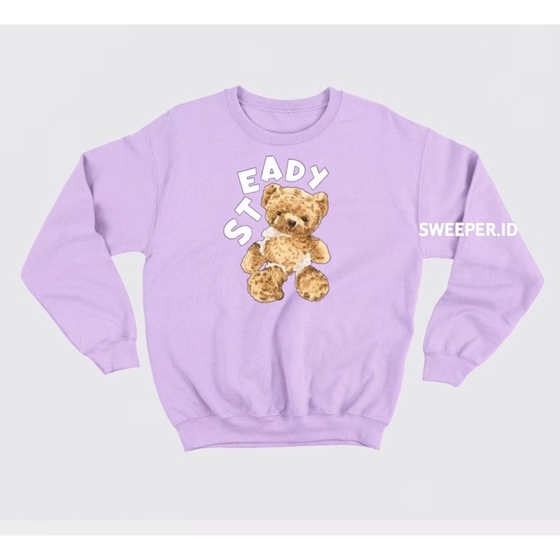 SWEATER STEADY BEAR SABLON PRINTING BAHAN FLEECE