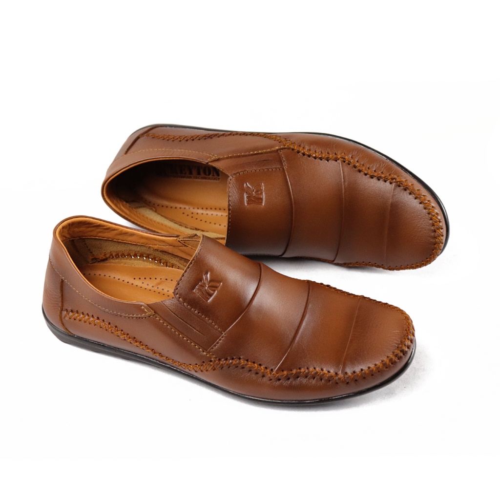 Sepatu Pria Kasual Loafer Pantofel Pria Slip On  Kulit Asli KEYTON MSL983 Original