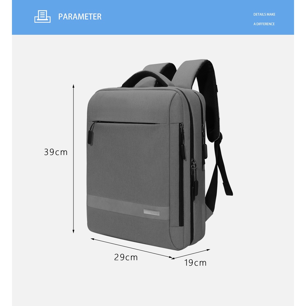 Tas Ransel Laptop 15.6 Inch Backpack Notebook Gendong TAIKESEN Travel Bag Macbook Punggung USB Kuliah Pria Wanita