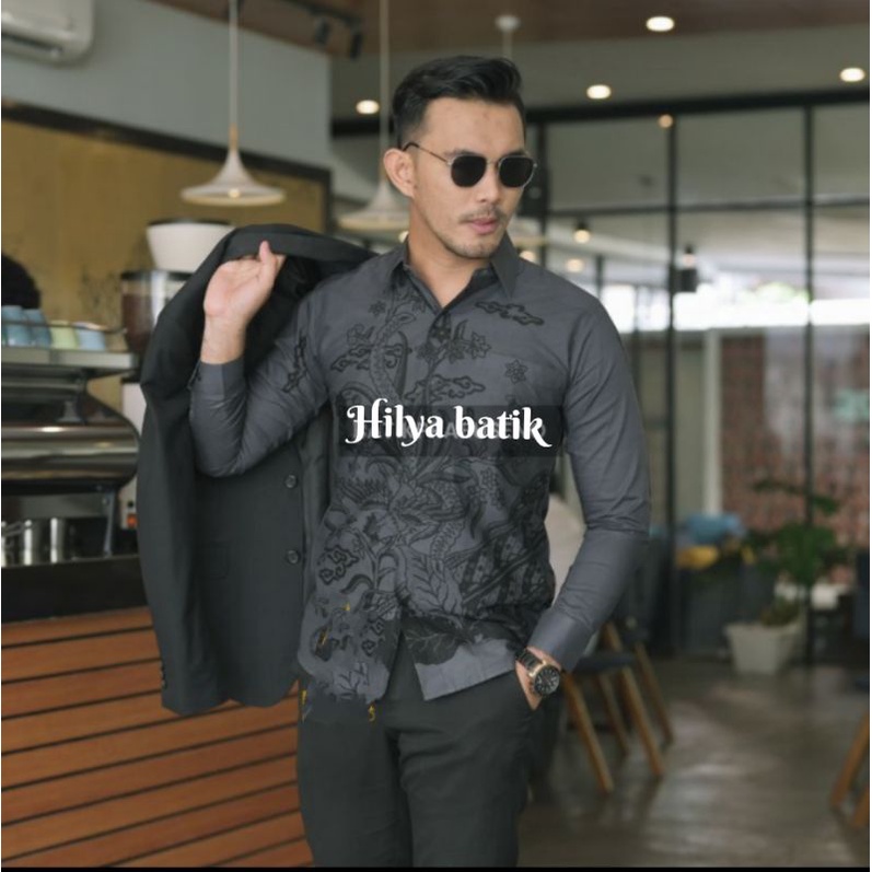 WISNU DARA Kemeja Batik Pria Lengan Panjang Slimfit  Populer Lapis Furing Halus Bahan Katun Premium Halus Berkualitas