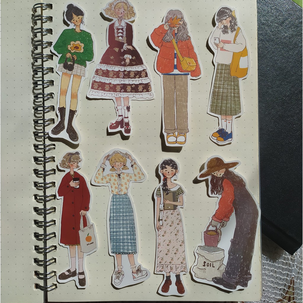 

Cute girls illustration sticker pack for planner and bullet journal
