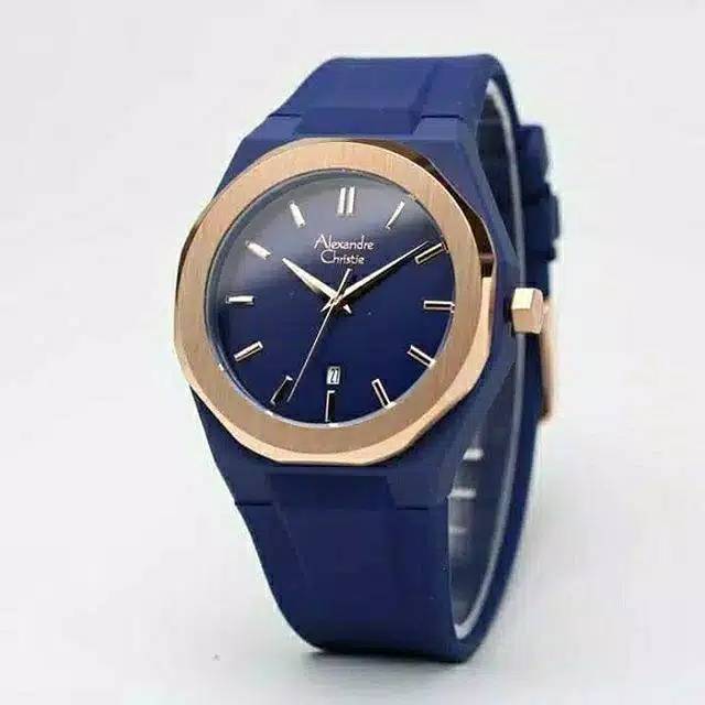 ALEXANDRE CHRISTIE AC 8613 PRIA ROSEGOLD BLUE RUBBER BLUE ORIGINAL