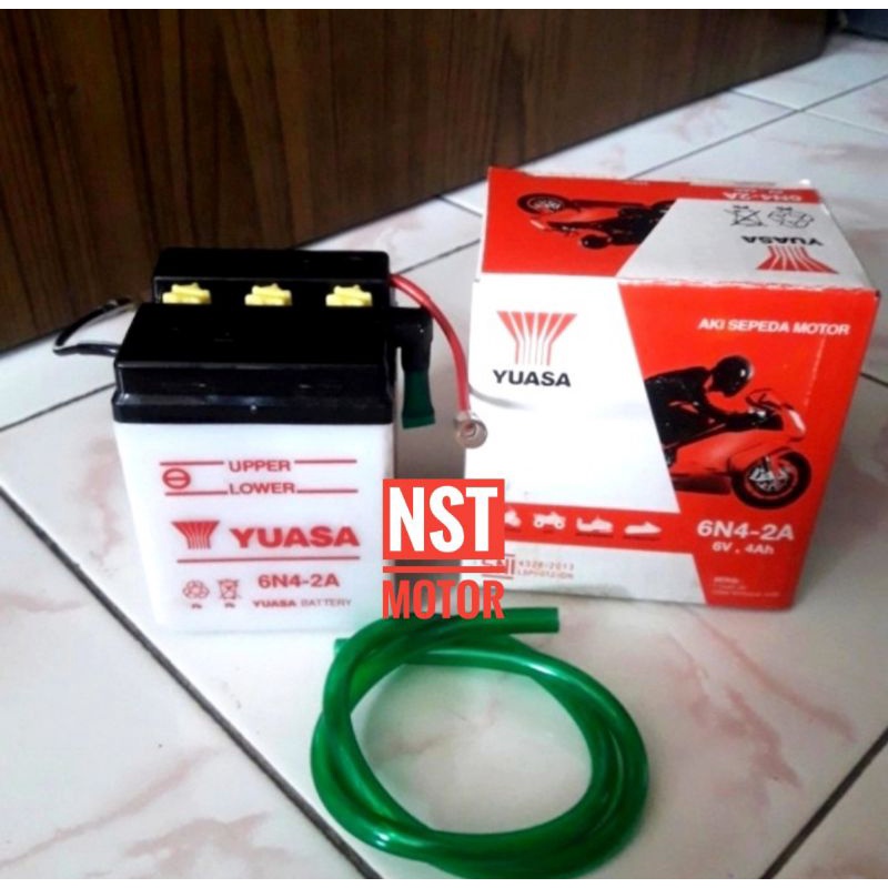 Aki Yuasa 6N4-2A 6 Volt 4 Ah Aki Honda Win Win100 C70 Non Stater Original Asli Yuasa