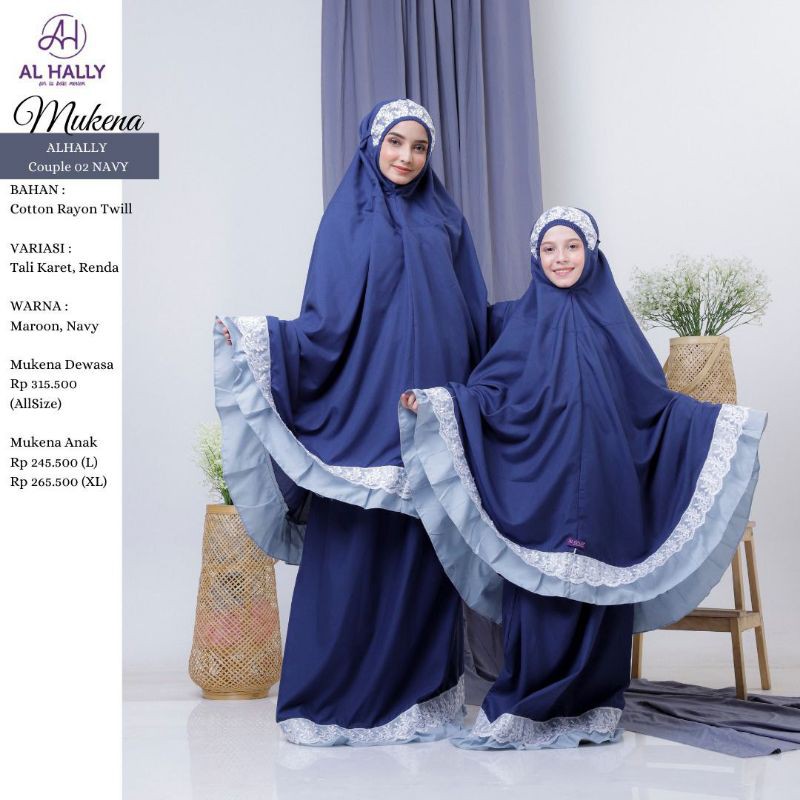 [COD] TERLARIS MUKENA DEWASA ALL SIZE AL HALLY BIRU TUA ORIGINAL || PUSAT DIATRIBUTOR
