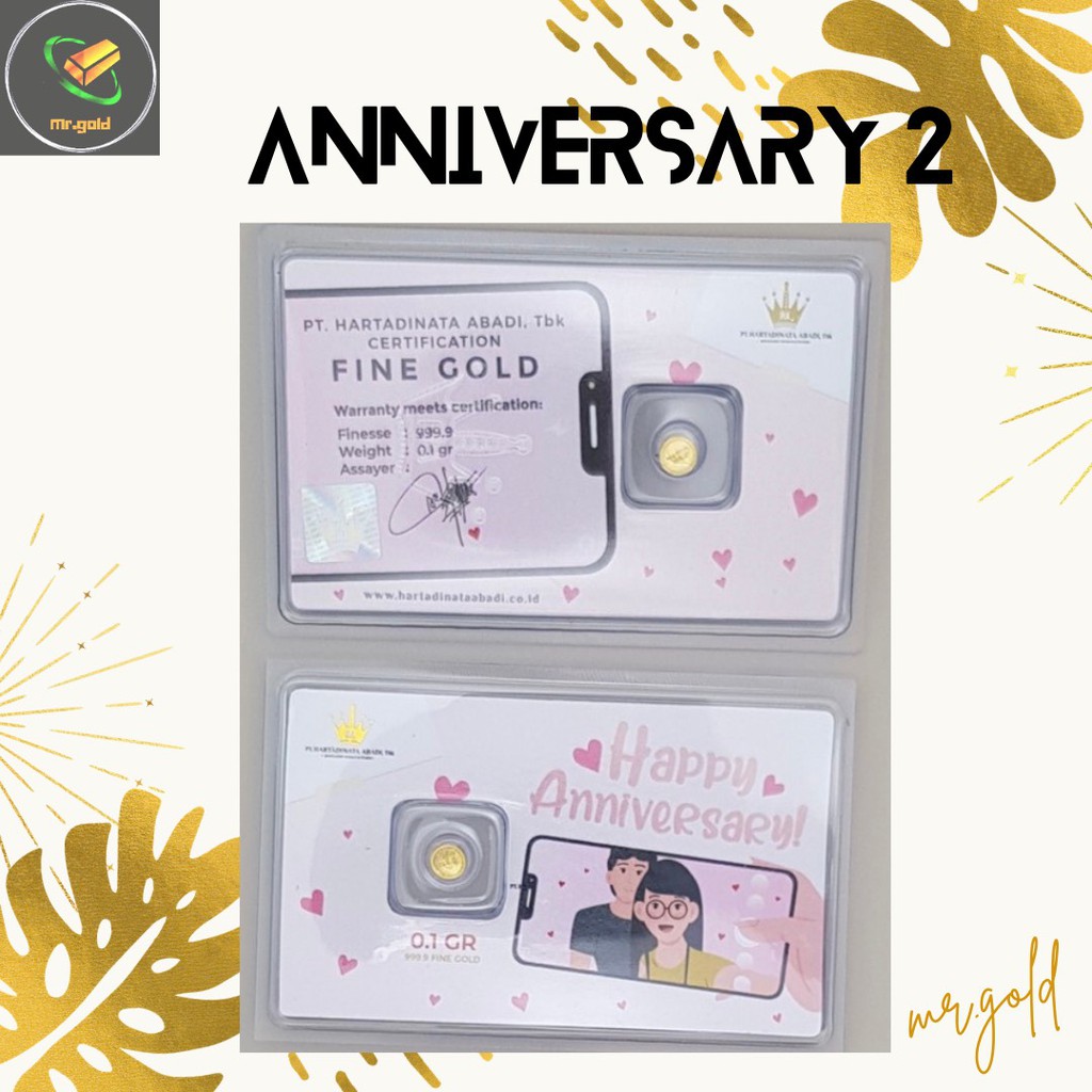 EMAS LOGAM MULIA MINI HARTADINATA ABADI 0.1 GRAM EDISI ANNIVERSARY 2 GIFT SERIES ACC LM HT / LM HRTA