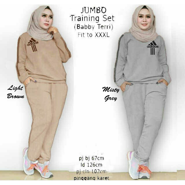 Setelan Rok Traning Adidas JUMBO,baju olah raga trening,stelan baju ola raga jumbo Set