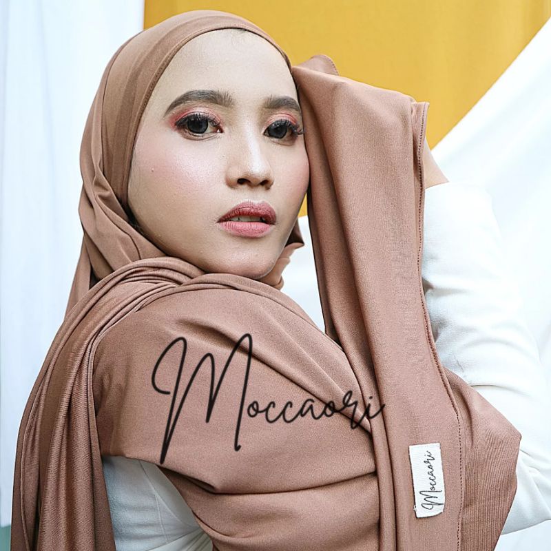 JERSEY PREMIUM IMPORT PASHMINA HANA 180x75/ 180cmx75cm/ Soft /Malaysia / Hijab No segitiga/No Kaos-Mocca