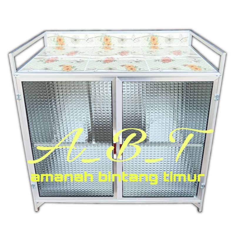 rak kompor meja kompor 2 tungku plus rak piring