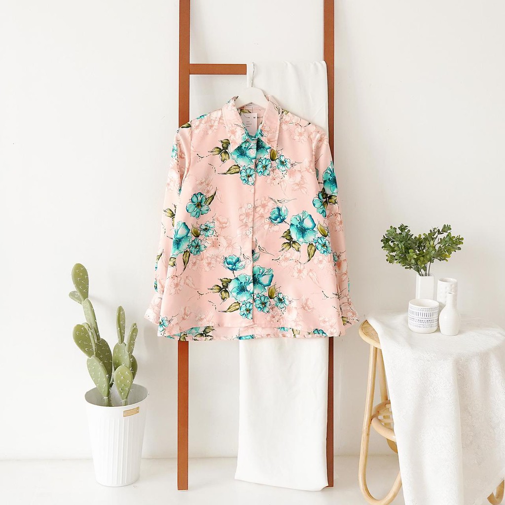 V156 Flower Satin Shirt - 4 Color &amp; 2 SIZE