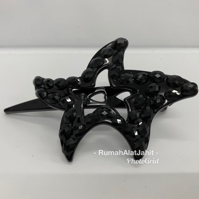 Jepit Rambut Permata Hitam 10 cm bentuk Bintang Model 014A