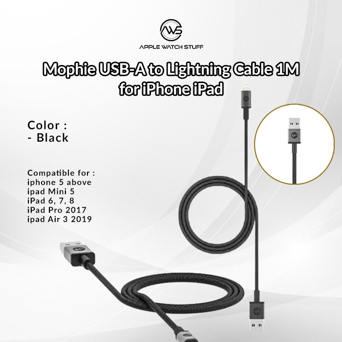 Mophie USB-A to Lightning Cable 1M for iPhone iPad