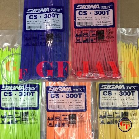 

READY Kabel Ties / Cable Tie Sigma 300 T Warna Biru Pink Hijau Orange Kuning - Hijau TERLARIS