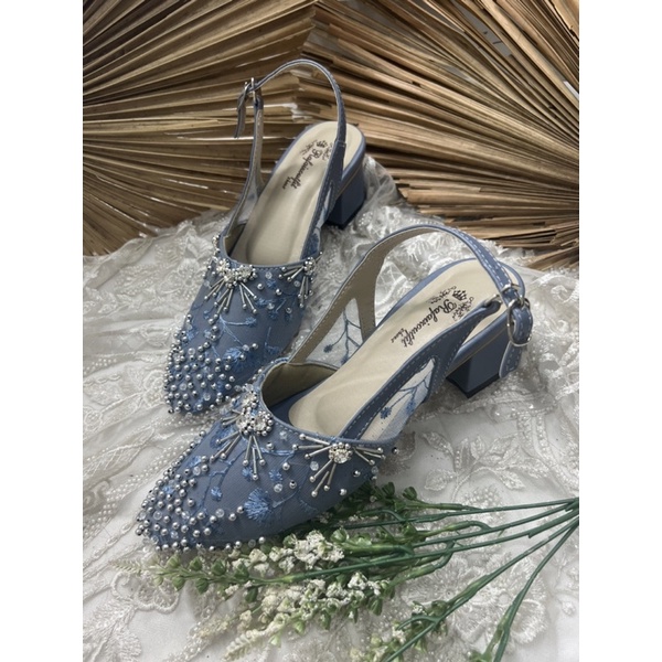 sepatu wanita wedding rullne iceblue 5cm tahu