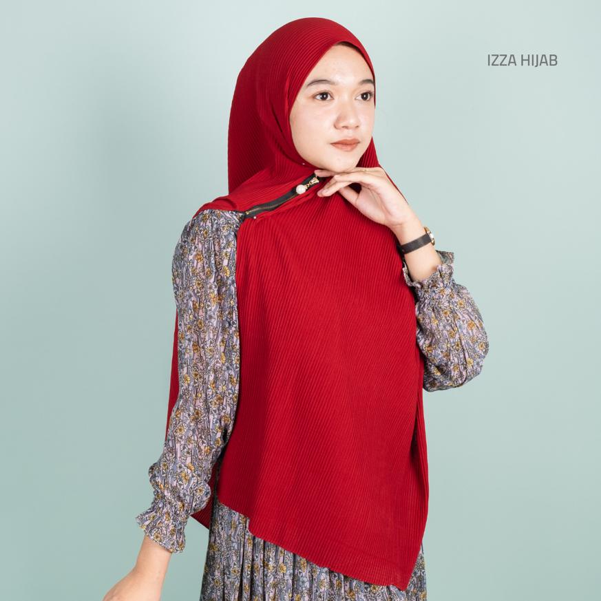 PASHMINA FULL PLISKET ZIPPER RESLETING/ PASHMINA ZIPPER RESLETING DIAMOND BY IZZA-MAROON