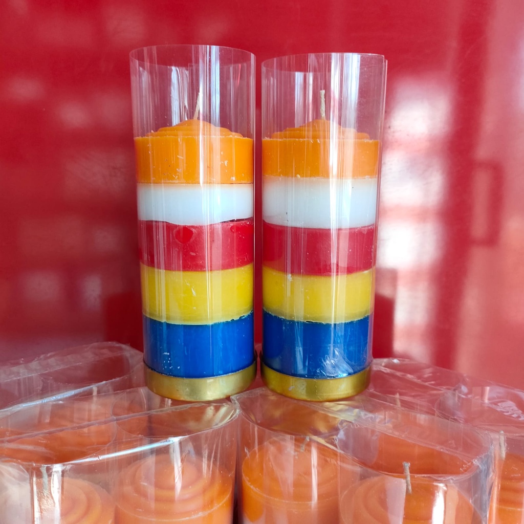 Lilin 5 warna 1 kati pancawarna lilin puja warna warni isi 2 pcs