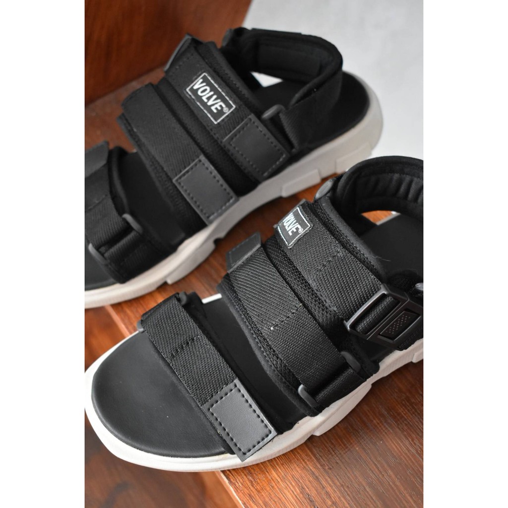 Spica Full Black | Sandal Gunung Original Kulit Santai Kasual Pria Lokal Sendal Footwear | FORIND x Volve