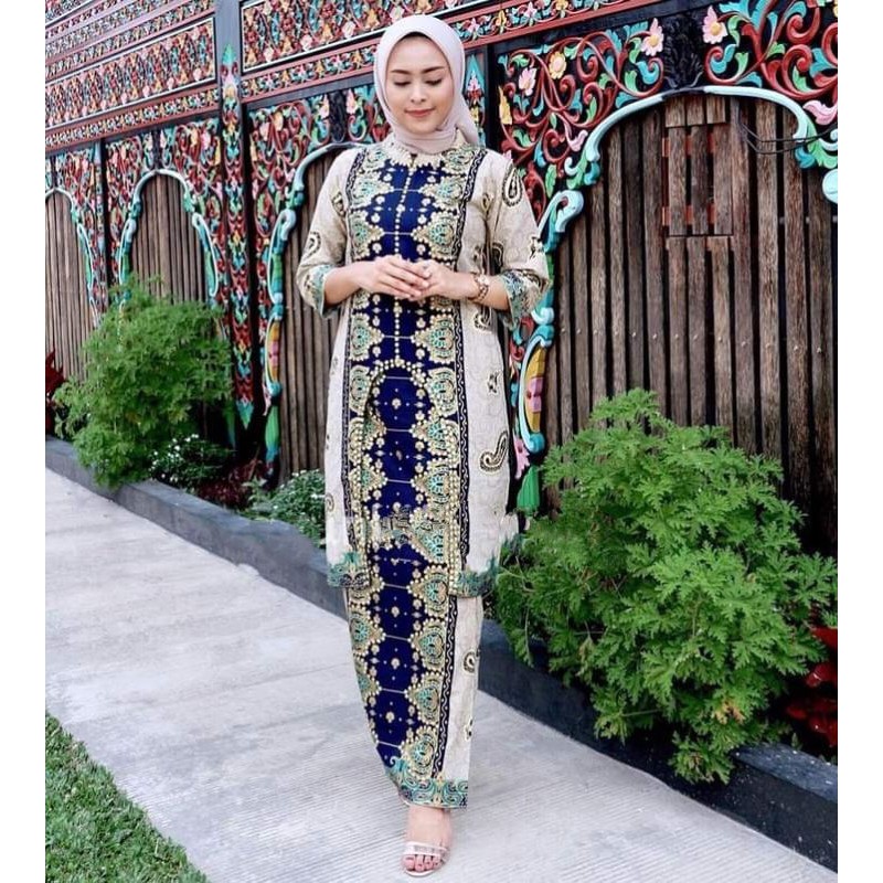 BATIK KEONG NAVY SONGKET KHAS PALEMBANG