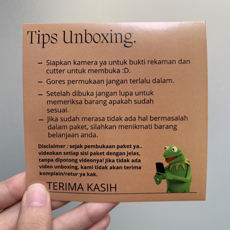 

Stiker Wajib Unboxing Tips Buka Paket Besar Lucu Kermit Memes Murah