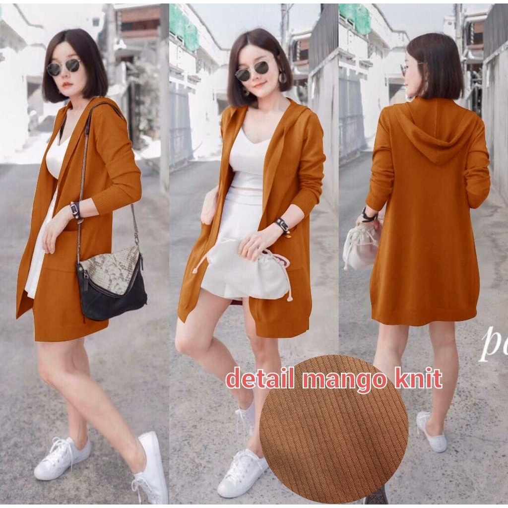 PCS LONG CARDI MANGGO KNIT FASHION PAKAIAN WANITA ATASAN OUTER ED