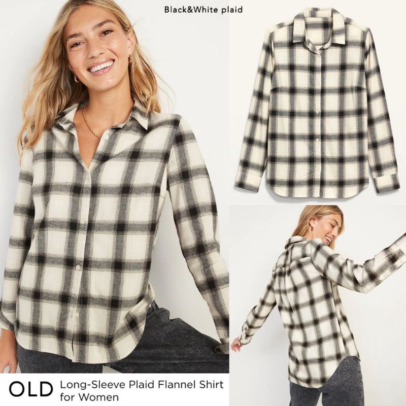 Olnavy Long Sleeve Plaid Flannel  Shirt Original Branded