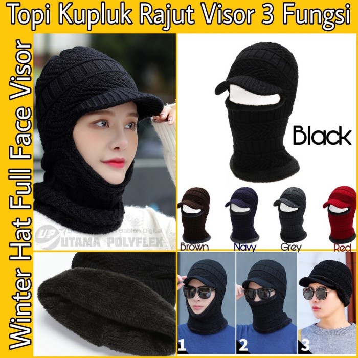 Topi Kupluk Rajut Pria Kupluk Musim Dingin Winter Hat Hitam Topi Sport Baseball Fashion Bucket Hat C