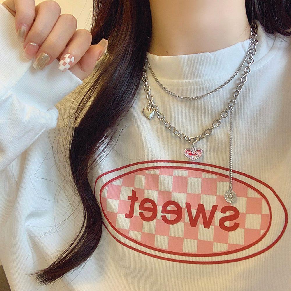 Mxbeauty Kalung Cinta Kreatif Minoritas Gadis Hadiah Y2K Sederhana Hip Hop Gaya Korea Necklace