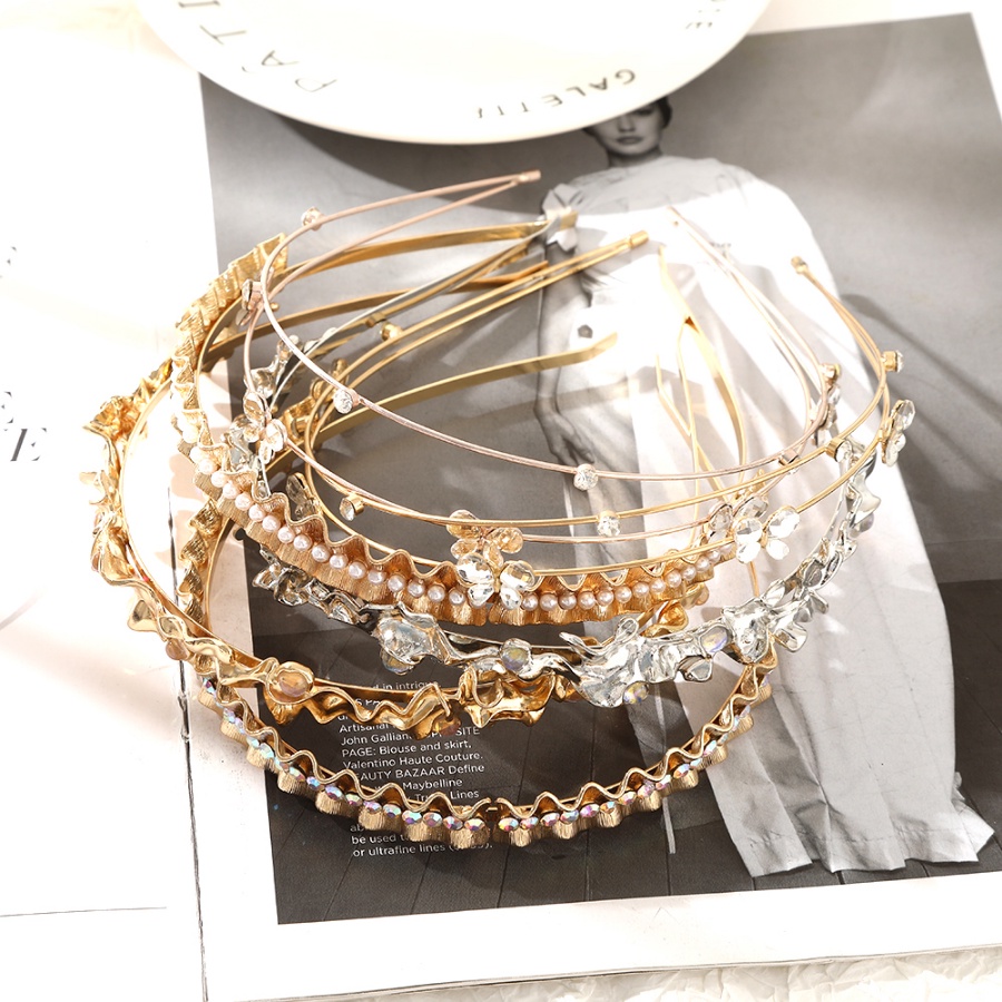 Headband Bahan Alloy Aksen Mutiara Dan Berlian Imitasi Gaya Korea Untuk Wanita