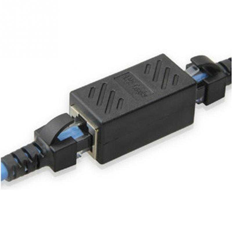 RJ45 Female to Female Cat6 Network LAN Extension Adapter Connector [Hitam]