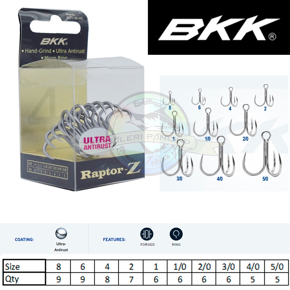 Kail Pancing Treble Terlaris BKK Raptor Z Treble 6071-4X-HG 4X Strong