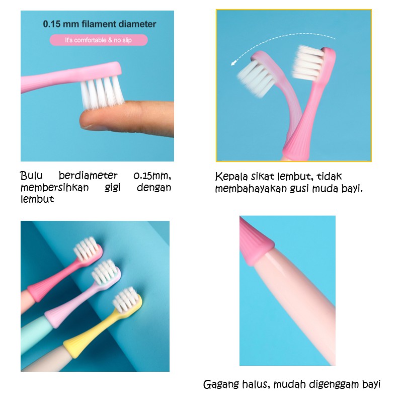 LIGERA 3 Pcs Set Sikat Gigi Bayi / Anak 2-6 Tahun Kids Toothbrush Warna Warni