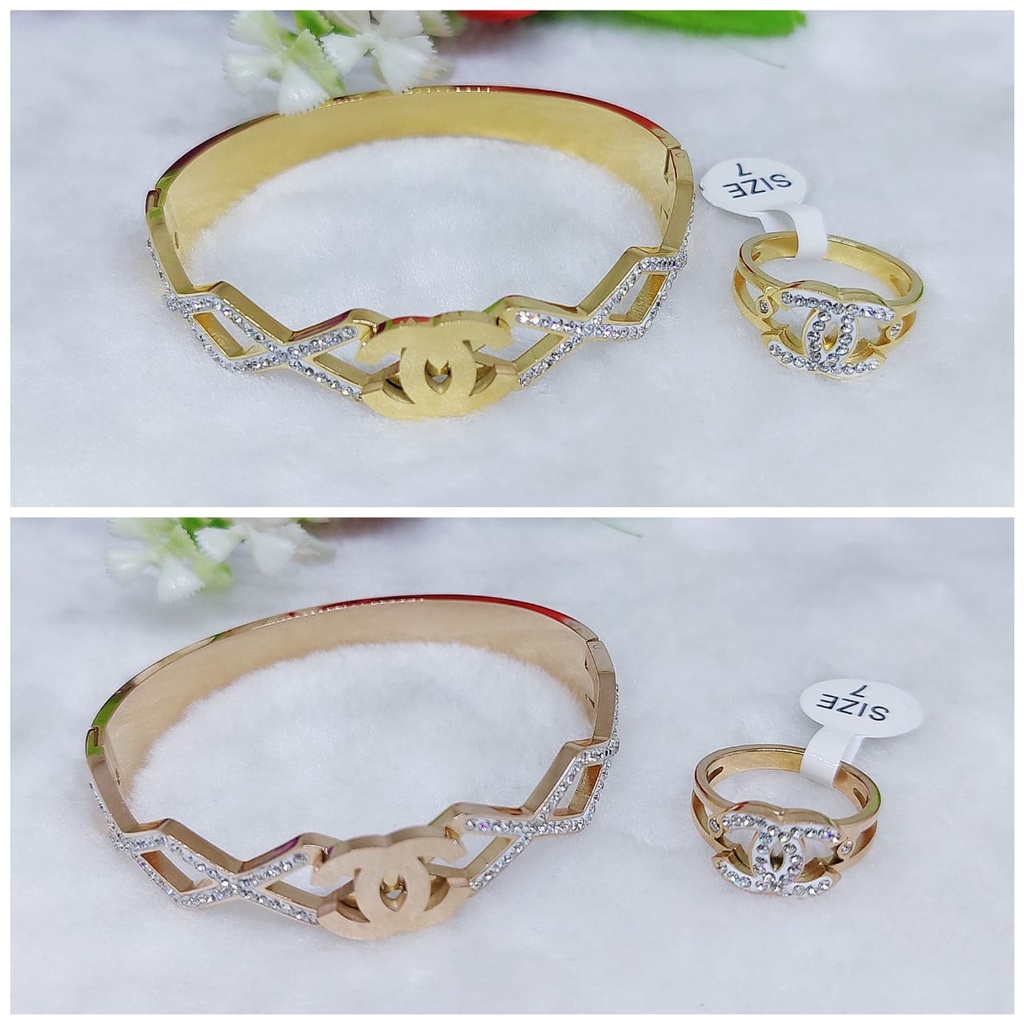 Gelang &amp; Cincin Titanium Set Permata