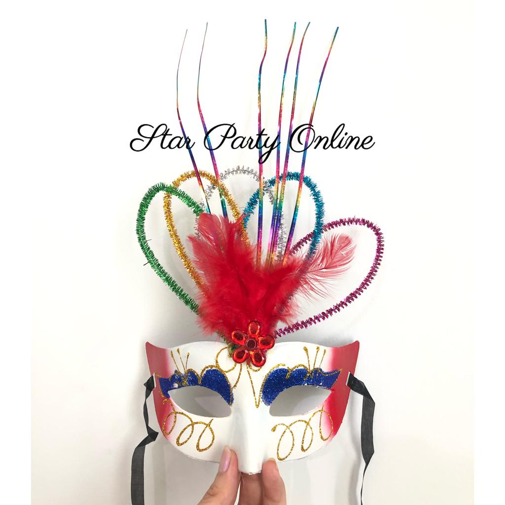 Topeng Bulu Topper Rainbow (banyak warna)/ Topeng Pesta/ Masquerade/ Topeng Halloween/ Topeng Acara/ Topeng Lomba/ Atribut Anak Dewasa