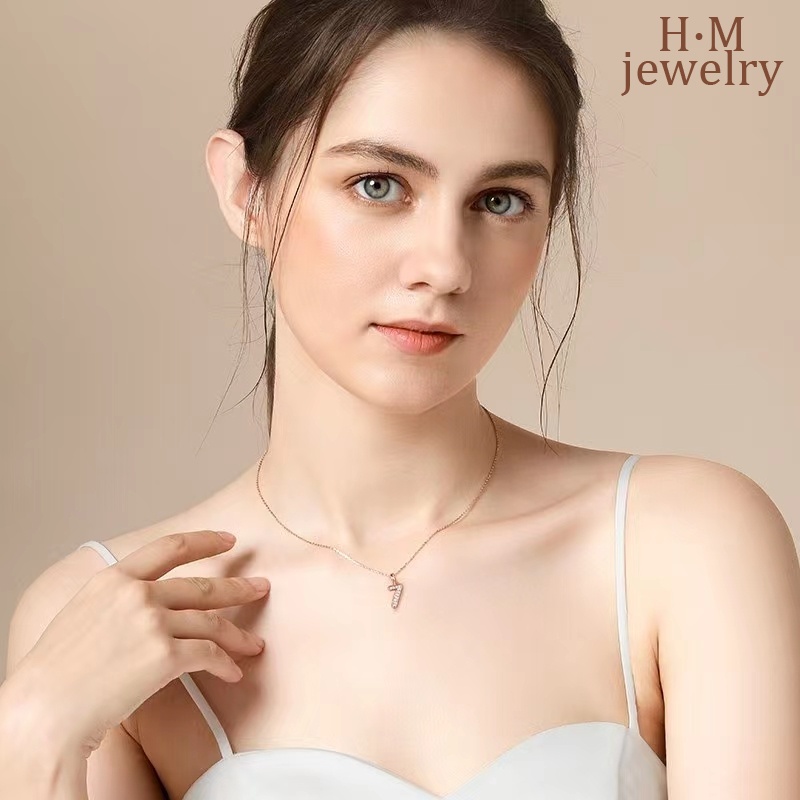 Kalung Rantai Klavikula Bahan S925 Silver Dengan Liontin Digital