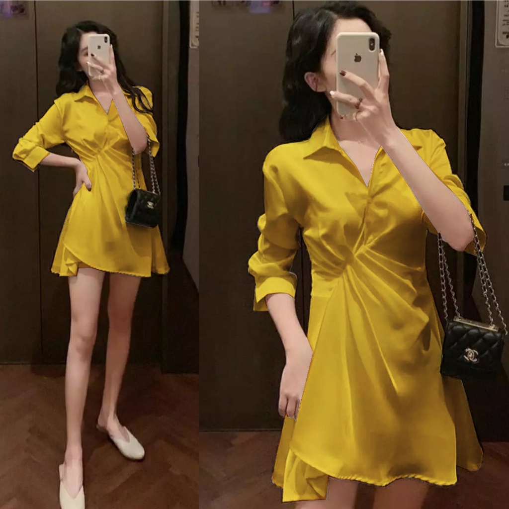 [HNFK] Minidress Sandia / Mini Dress Korea Terbaru / Baju Dress Wanita / Casual Dress / Dress polos