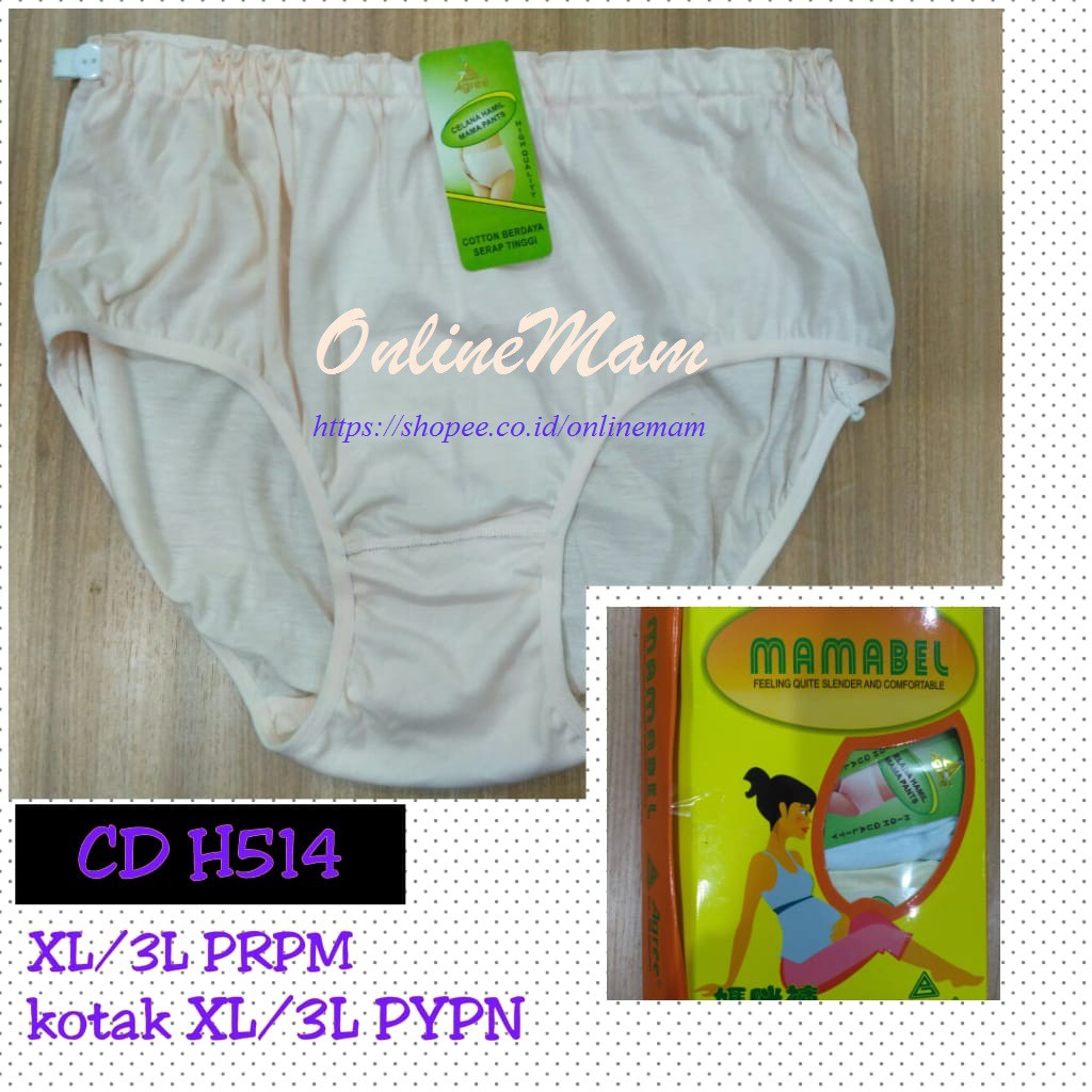 Celana Dalam Katun Wanita Hamil H 514 / CD H514 Merek Agree Dari MAMABEL (Berkancing) Dus Kuning