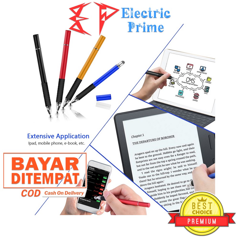 Stylus Pen 2 in 1 Tripledi Gambar Touch Drawing Tablet Tip Capacitive iPad Android Universal