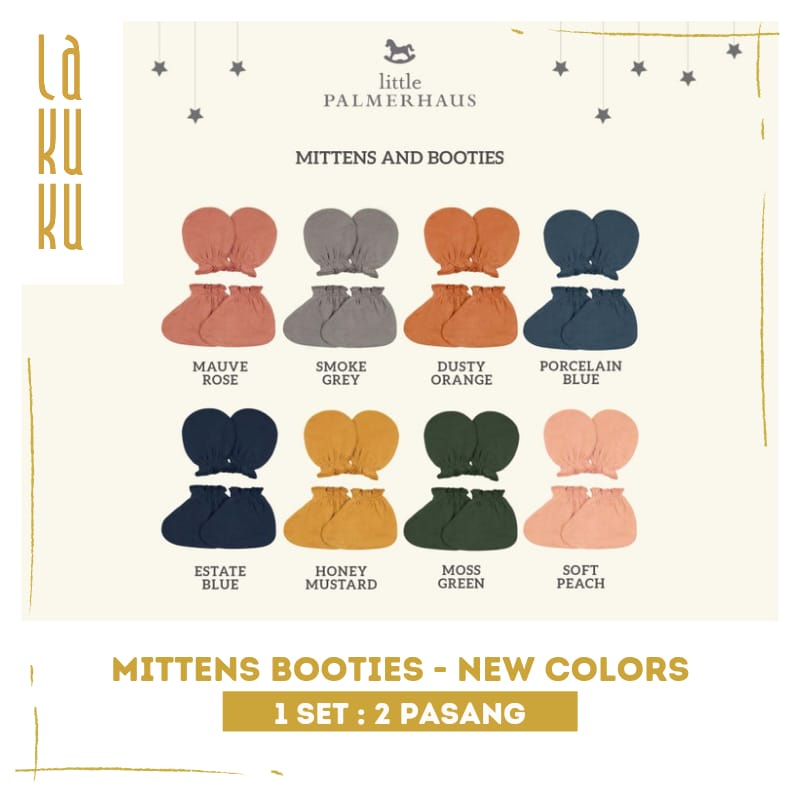 Lakuku - [GROSIR] Mittens Booties Little Palmerhaus newborn- Sepasang sarung tangan dan sepasang sarung kaki bayi