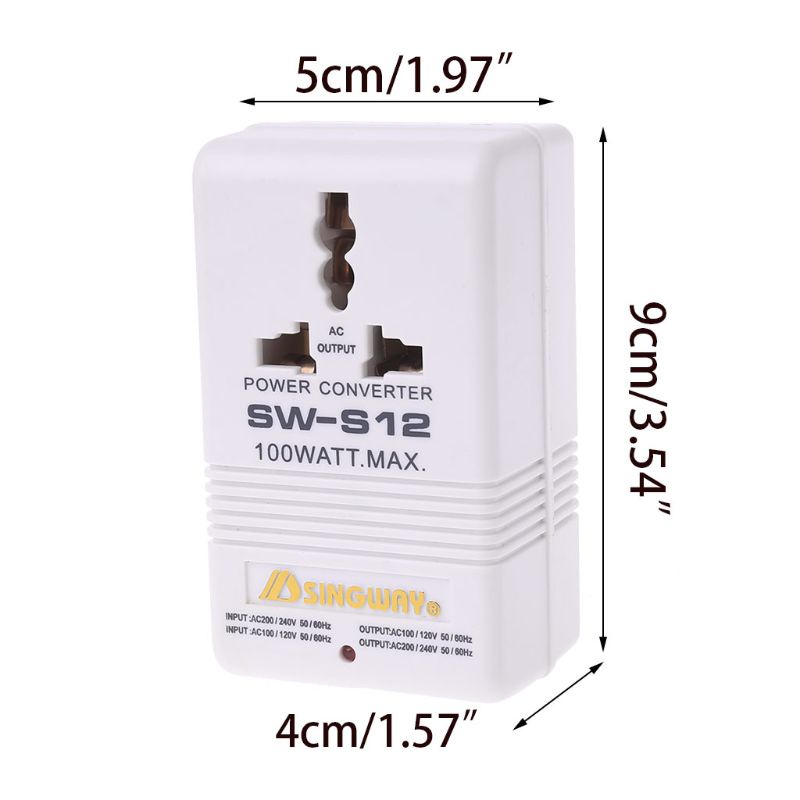 Btsg Konverter Tegangan 100W 110V/120V Ke 220V/240V Step-Up &amp; Down Voltage Converter Transformer Standard Plug Travel Adapt