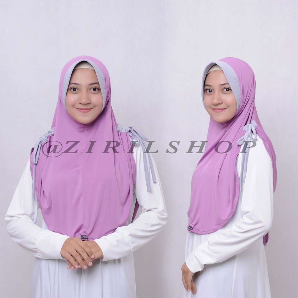 JILBAB RUMANA KOMBINASI 2TONE SERUT SAMPING ORI MERK ANNINDYA bahan jersey /hijab instan terbaru