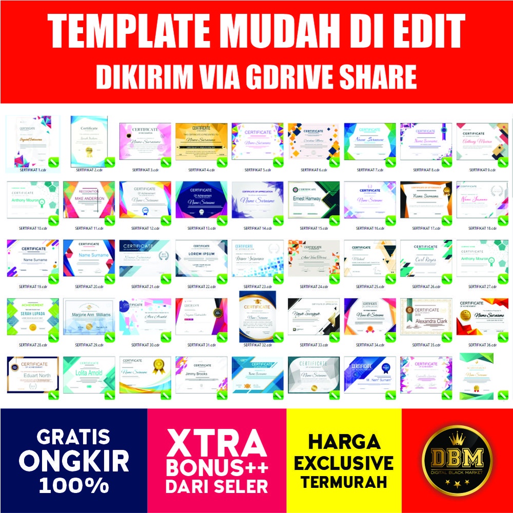 150 Desain Sertifikat Editable Fullset CDR Only