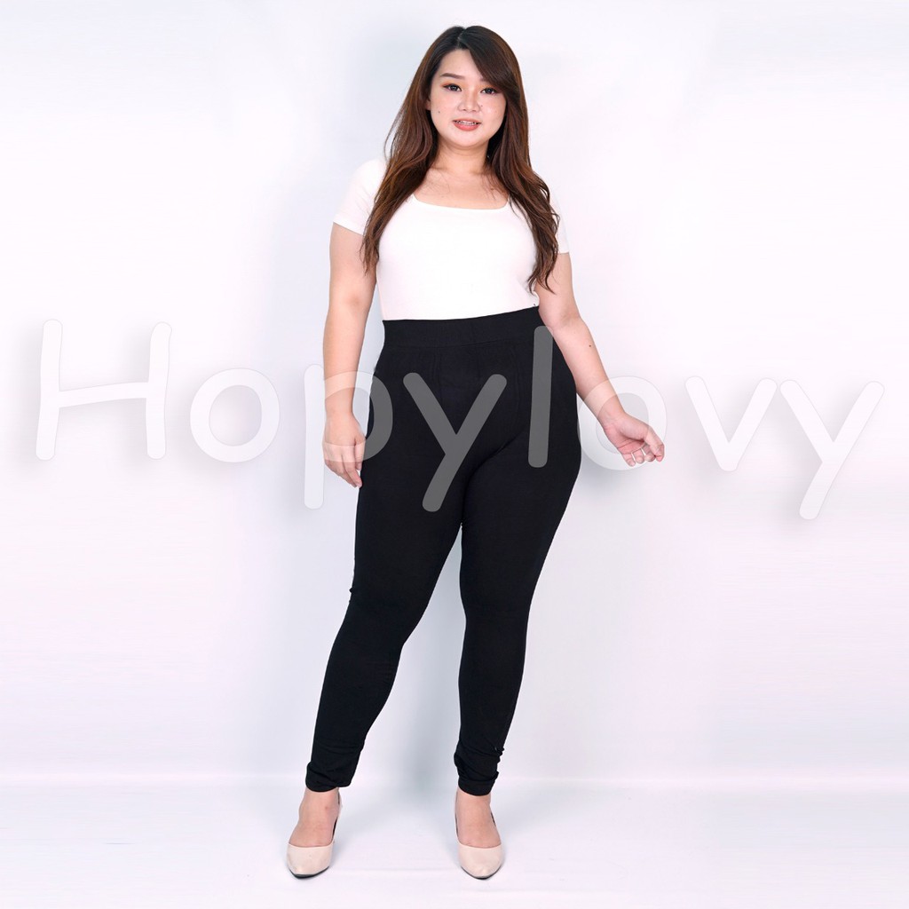 HOPYLOVY - Legging Jumbo Wanita Khusus Hitam Ukuran Besar Spandek Premium Novela