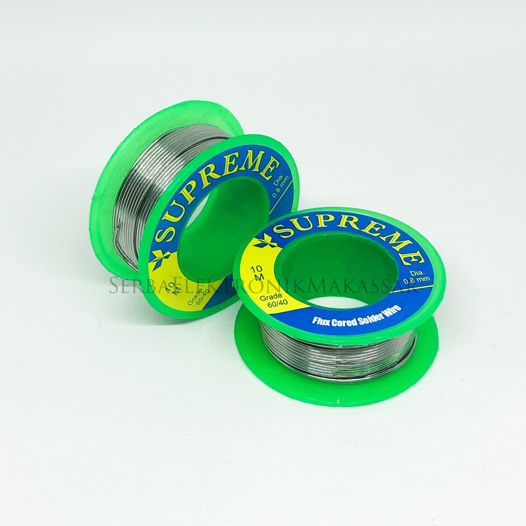 Timah Solder Supreme 60/40% 0,8mm Roll Kecil 10meter Flux Cored