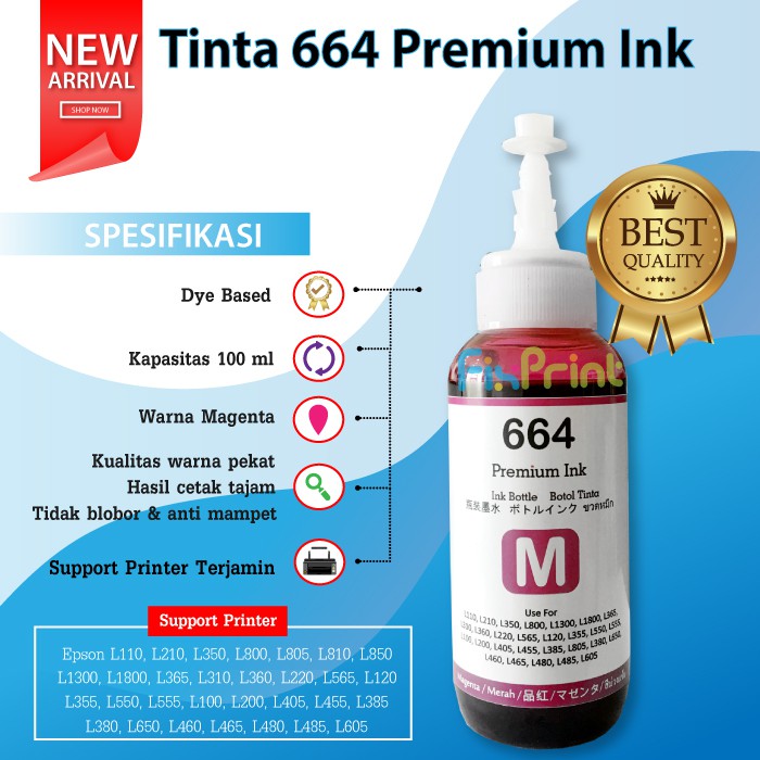 Tinta Premium Ink Epson 100ml Refill Cartridge 188 T188 Printer WF7711 WF7611 WF7211 WF3621 WF7621