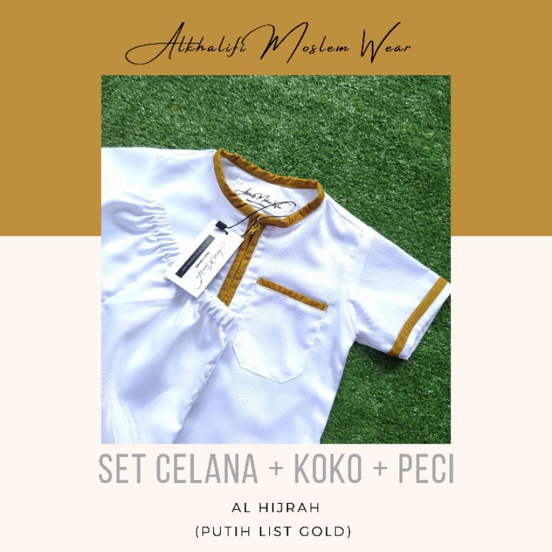 New Arrival SET KOKO AL HIJRAH (PUTIH LIST GOLD) | Set Koko Anak Pakistan Bayi Balita by Alkhalifi