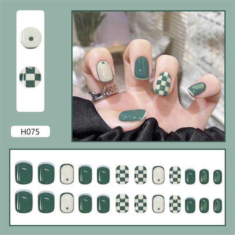 3D Kuku Palsu 24pcs/(FREE LEM)Set DIY Instant Nail Art Fake Nails Bridal Wedding Akrilik/24 pcs Kuku Palsu 3D / Stiker Kuku Palsu / Kuku Palsu Premium With Box/ Pemoles Kuku-H075