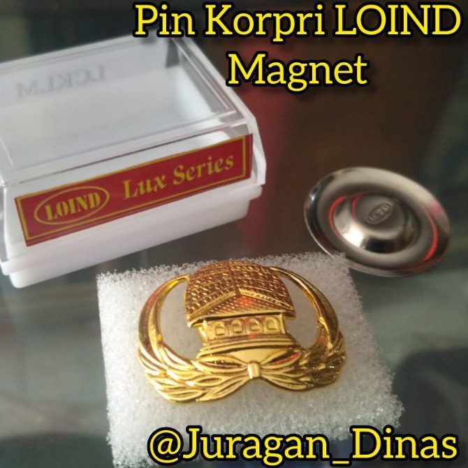 PIN KORPRI LOIND MAGNET PENITI ORIGINAL NON BRASO SEPUH KUNING EMAS
